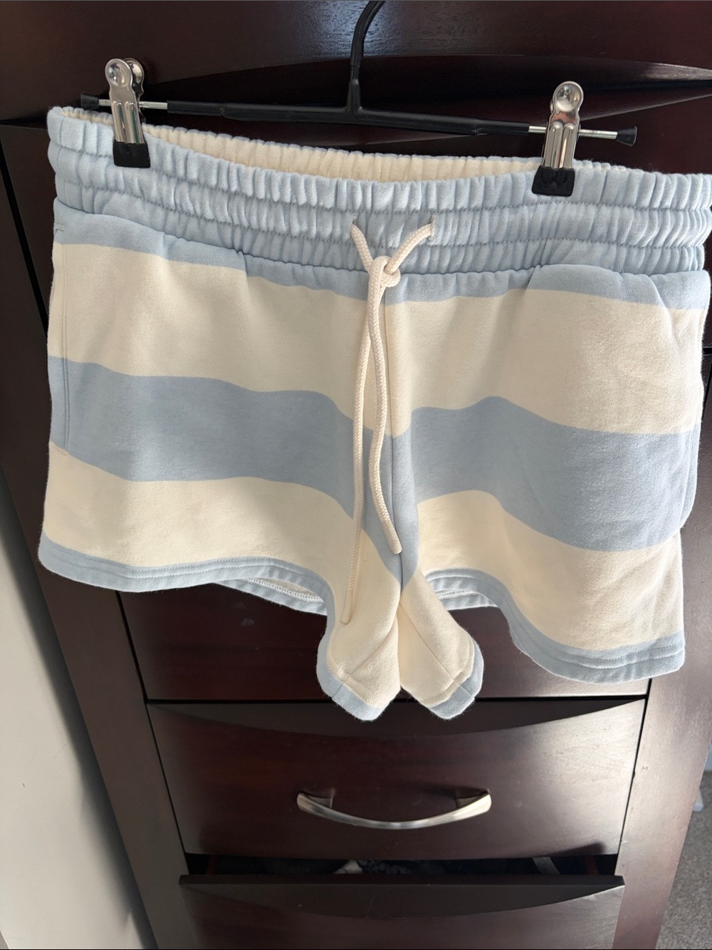 Universal Thread Women's Light Blue and White Striped Lounge Shorts